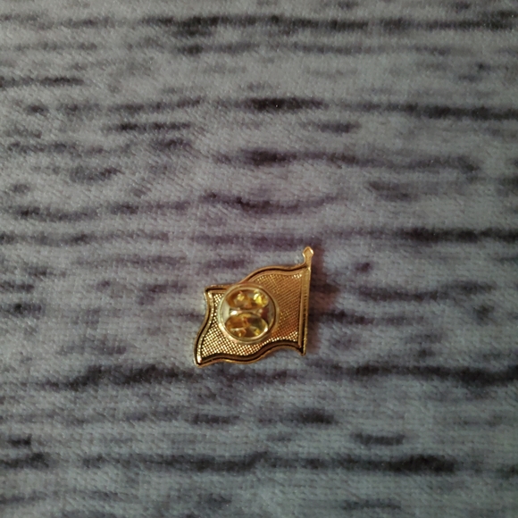 Brass & Enamel Wavy American Flag Lapel Pin - Picture 5 of 6
